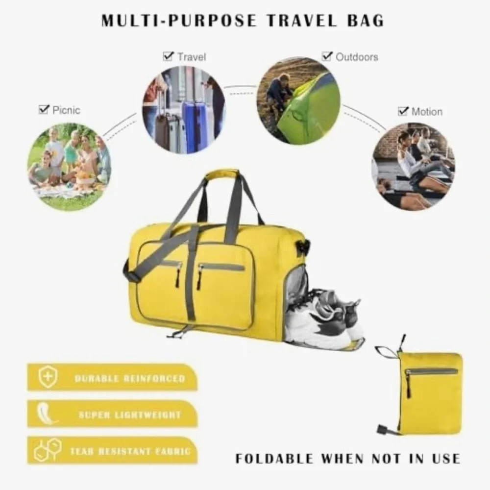 DIMAYAR Yellow and Gray Unisex Duffel Travel Bag